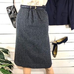JH Collectibles |Skirt Gray Herringbone Tweed Wool